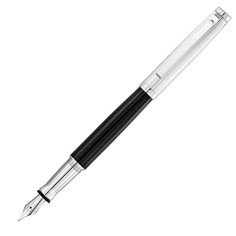 TUSCANY Füllfederhalter Lack schwarz/Silber Linien-Design