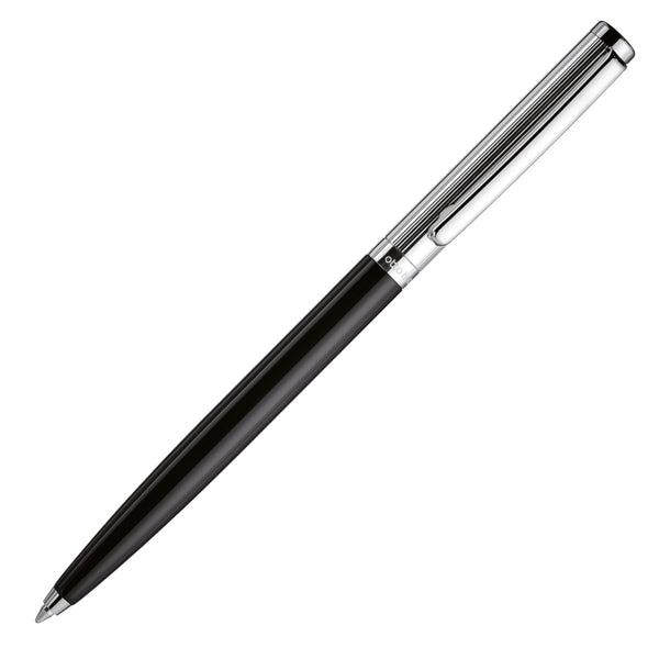 Design01 Faden-Guillochierung Kugelschreiber Schwarz Platin