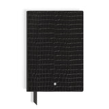 Notizbuch medium (mittelgroß), Leder mit Krokoprägung schwarz, liniert
