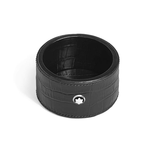 Schreibtischablage rund klein Leder mit Krokoprägung