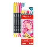 FIBRALO® BRUSH Sortiment MANGA SHOJO mit 6 Filzmalstiften mit Pinselspitze im Kartonetui