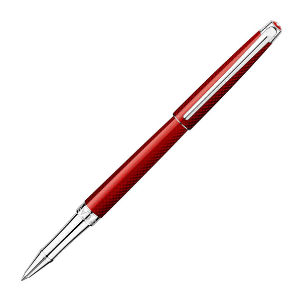 LÉMAN SLIM GRAND ROUGE CARMIN Tintenroller versilbert rhodiniert