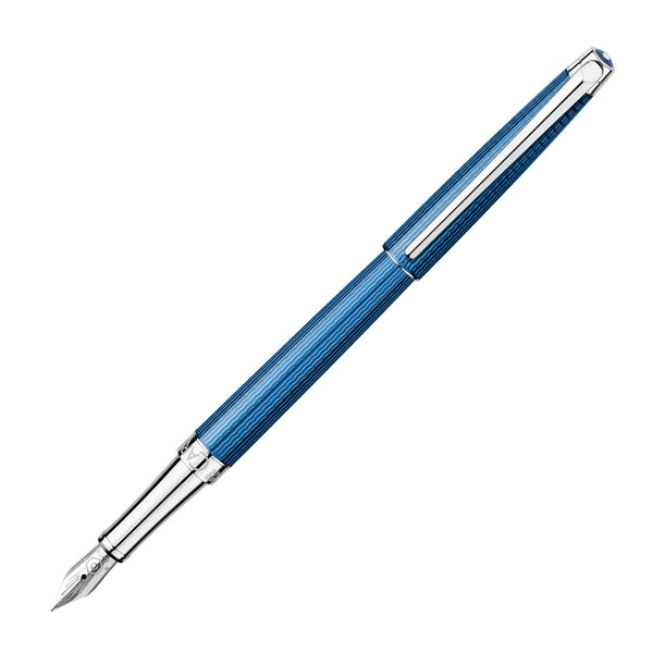 LÉMAN SLIM GRAND BLEU Füllfederhalter versilbert rhodiniert