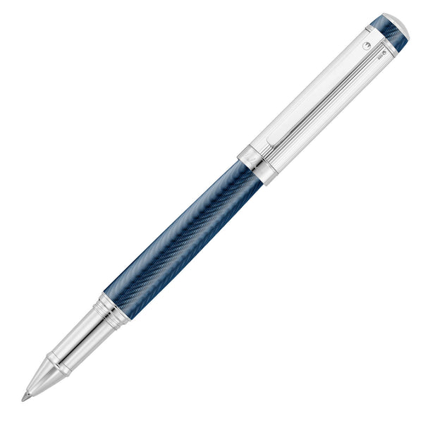 GRANDEUR Tintenroller Sterlingsilber Nadelstreifen-Dekor ozeanblau