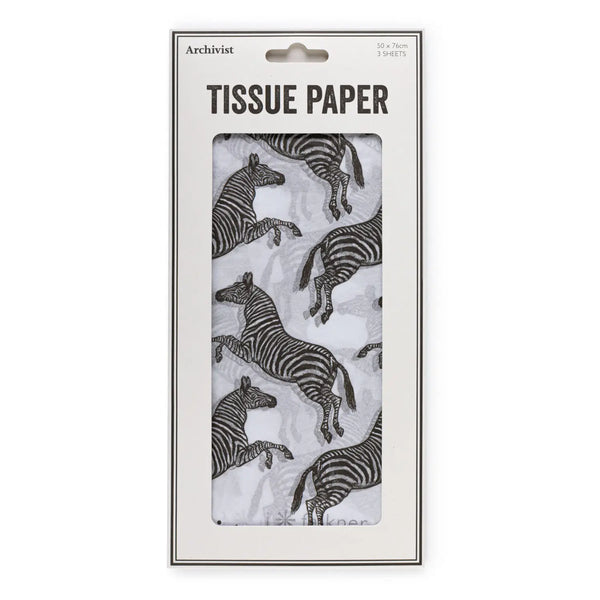 Seidenpapier CHARLOTTE ZEBRA, 3 Bögen weiss/schwarz